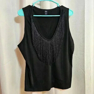 Plus Size V-Neck Fringe Tank Top